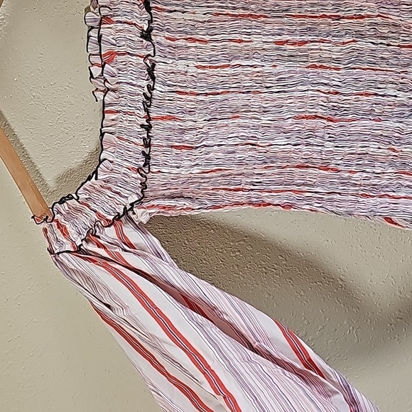 LONGCHAMP Off The Shoulder Striped Smocked Mini Dress - Picture 4 of 8